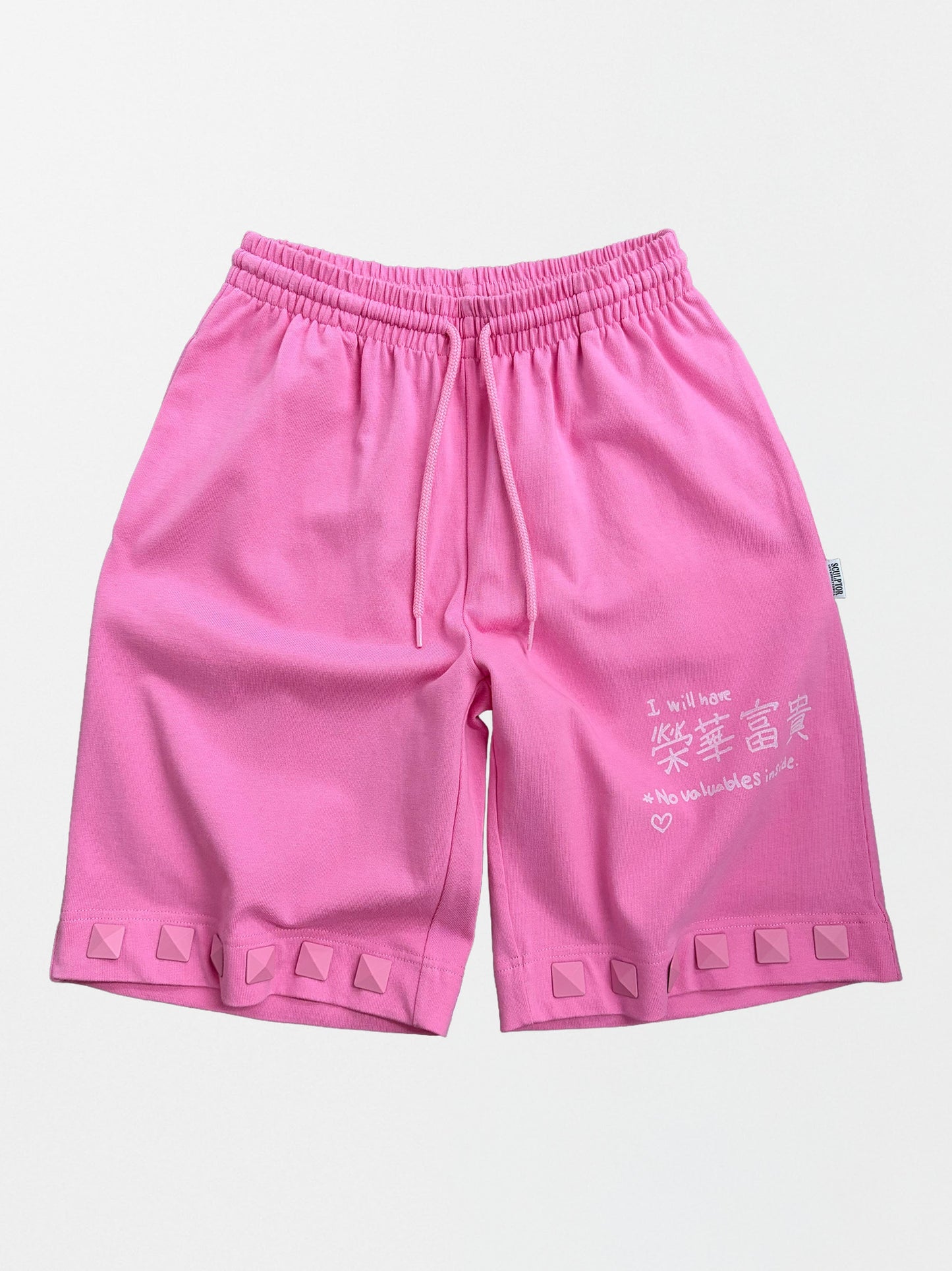 STUDDED BERMUDA PANTS ACID PINK
