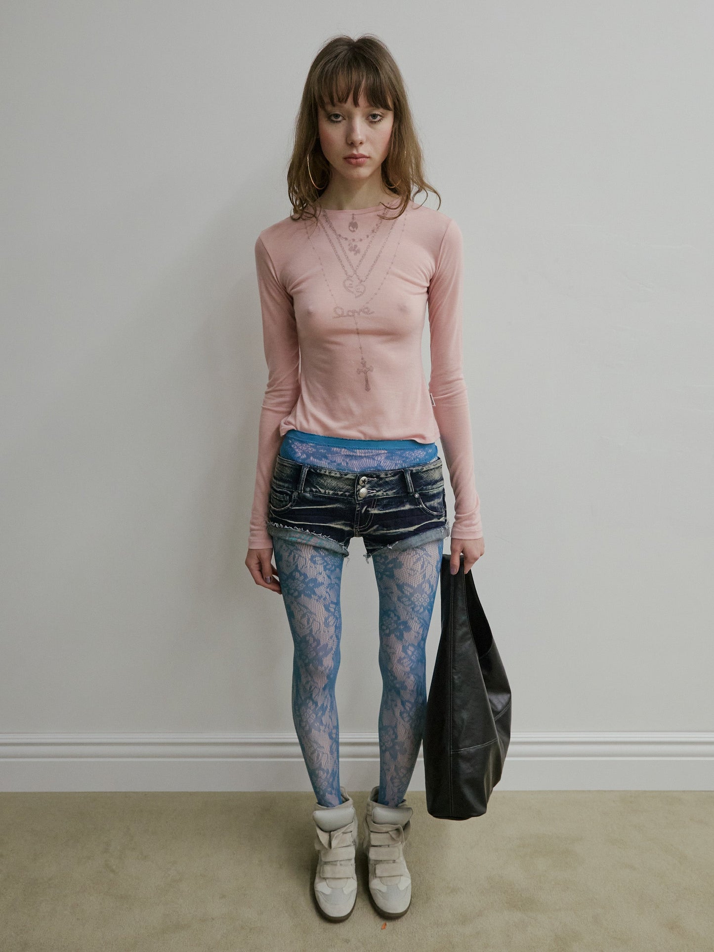 FAUX NECKLACE TEE PINK