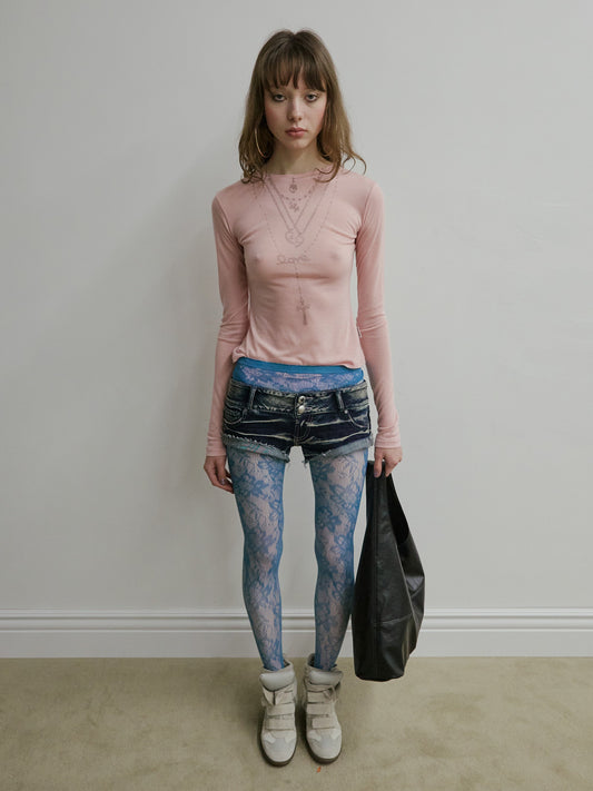 FAUX NECKLACE TEE PINK
