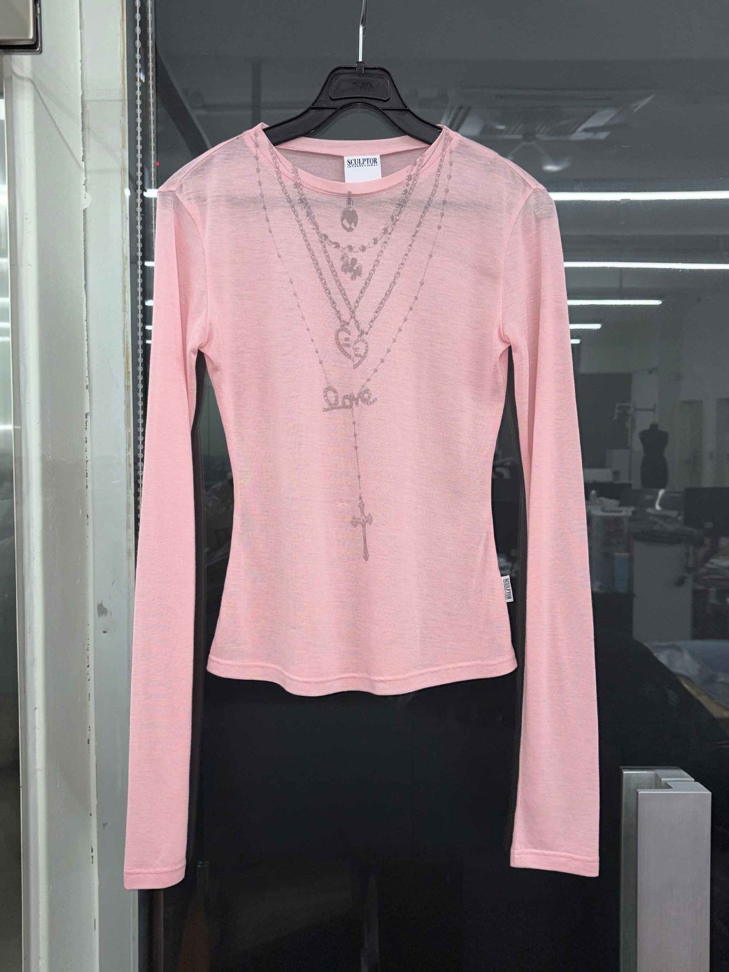 FAUX NECKLACE TEE PINK