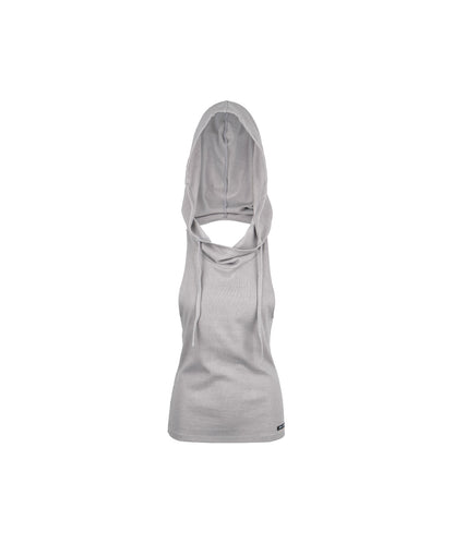 BACKLESS COWL HOOD SLEEVELESS BEIGE