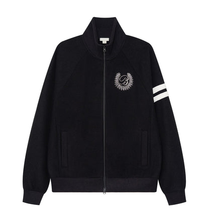 BEADED KNIT ZIP-UP BLACK
