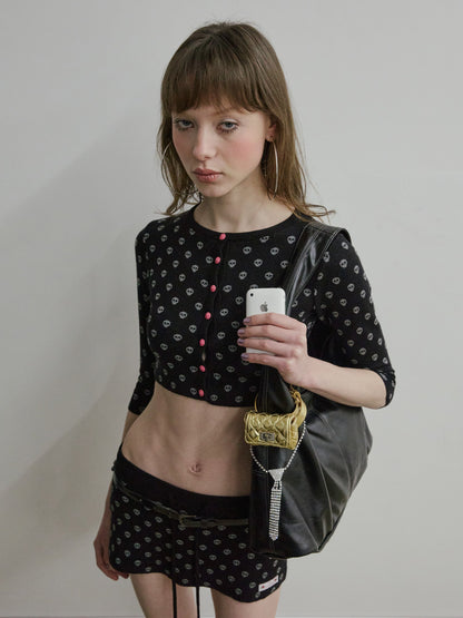 NEW EMO CROP CARDIGAN BLACK