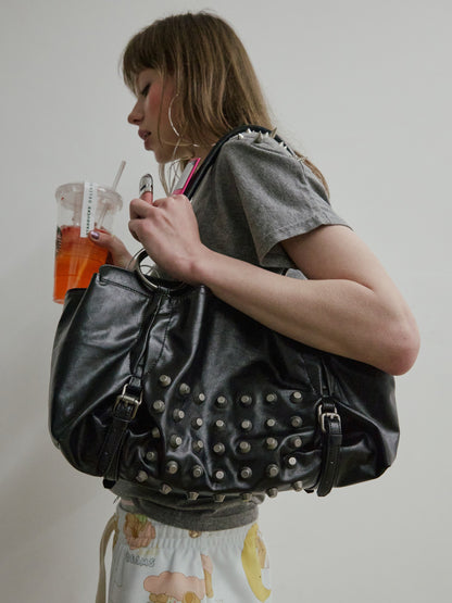 METAL STUD TOTE BAG