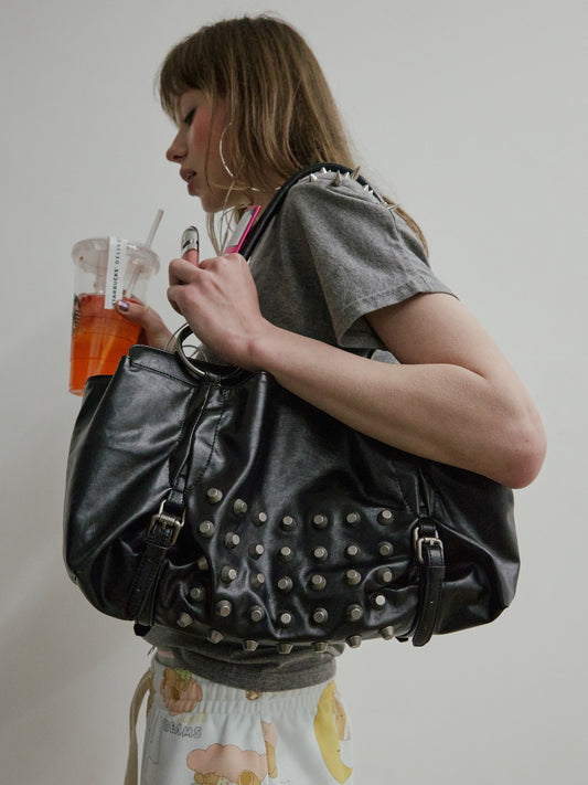 METAL STUD TOTE BAG