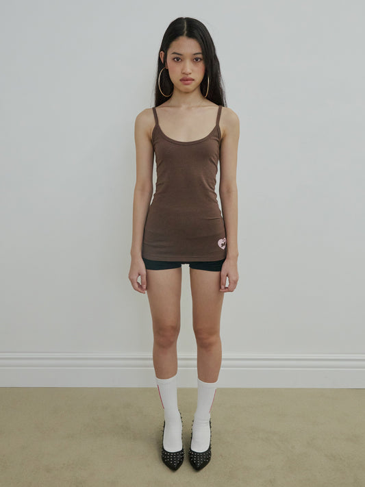 SWEET KITTY TANK TOP BROWN