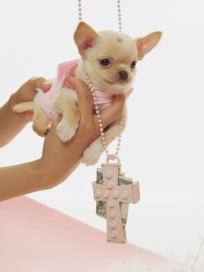 CROSS STUD STRAP WALLET BABY PINK