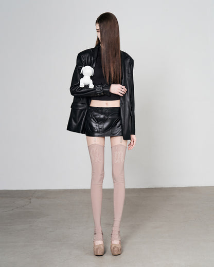 EMBOSSED MICRO PLEATED SKIRT BLACK