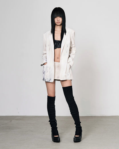 EMBOSSED MICRO PLEATED SKIRT IVORY