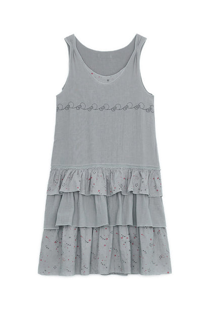 FAIRY NEEDLEWORK TIERED DRESS BLUE