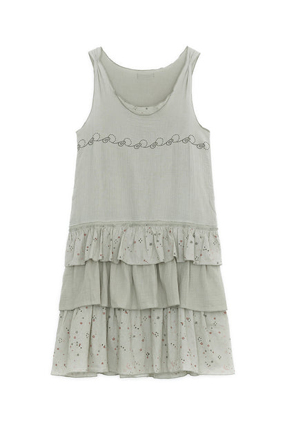 FAIRY NEEDLEWORK TIERED DRESS GREEN