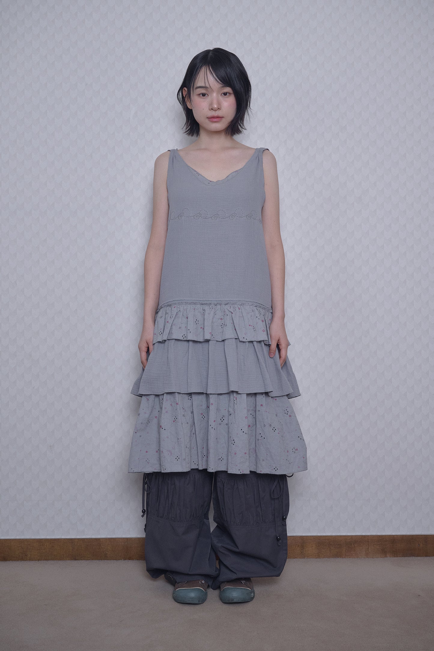 FAIRY NEEDLEWORK TIERED DRESS BLUE
