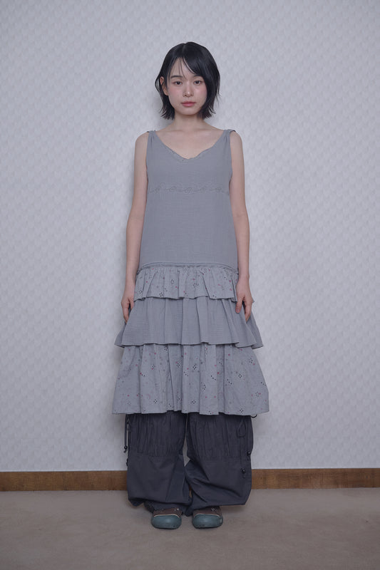 FAIRY NEEDLEWORK TIERED DRESS BLUE