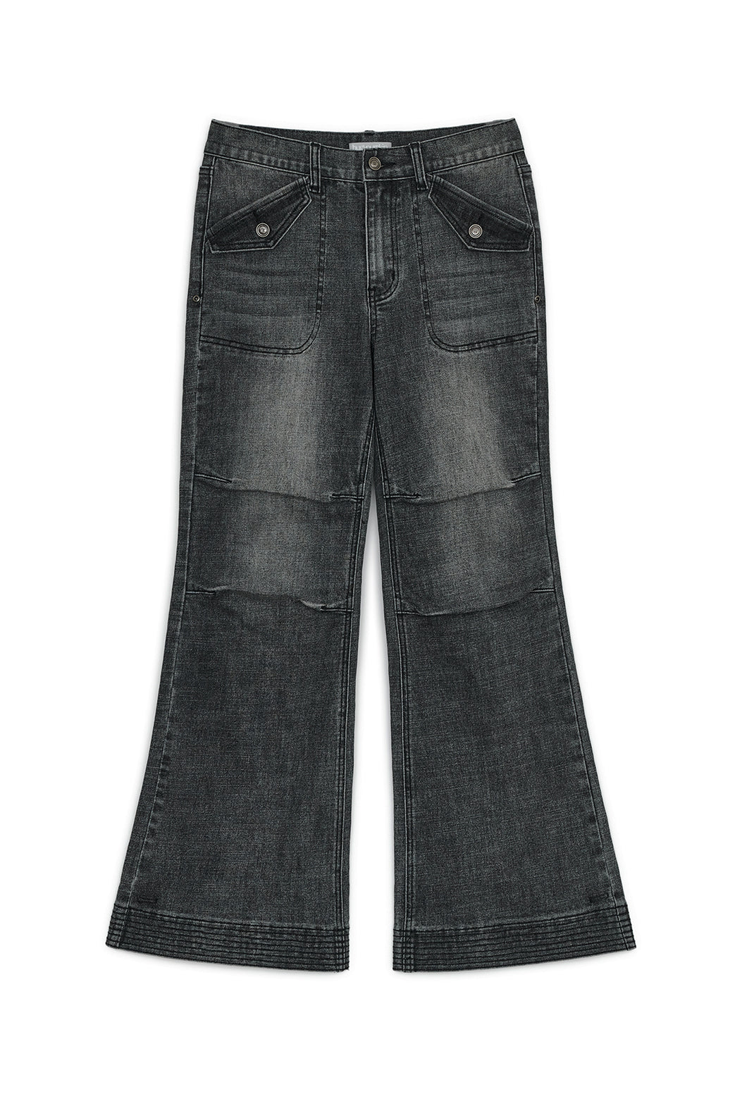 SEMI BOOTS-CUT DENIM PANTS BLACK