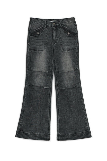 SEMI BOOTS-CUT DENIM PANTS BLACK