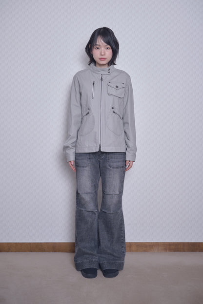 SEMI BOOTS-CUT DENIM PANTS BLACK