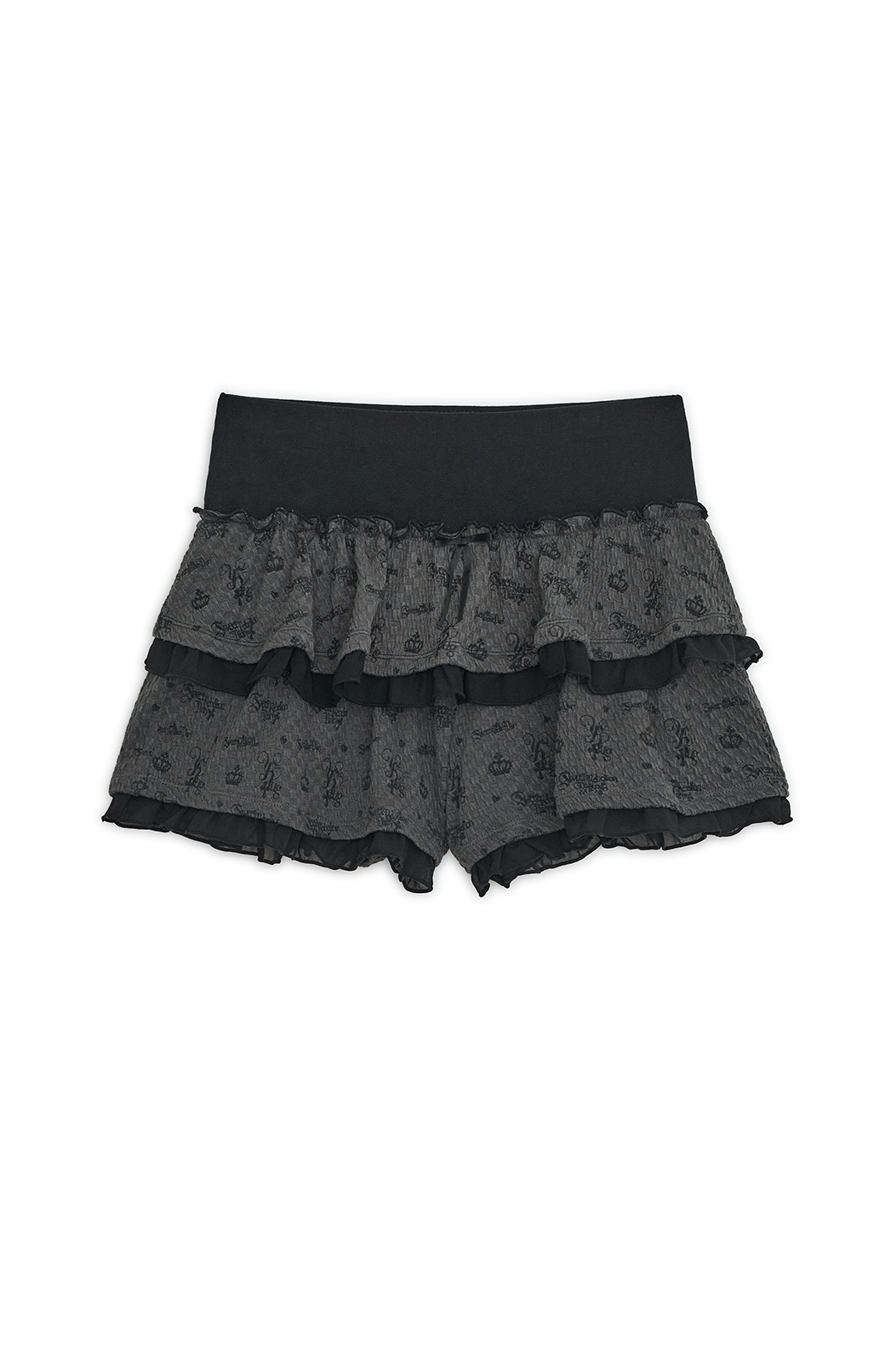 RIBBON CANCAN SKIRT PANTS BLACK