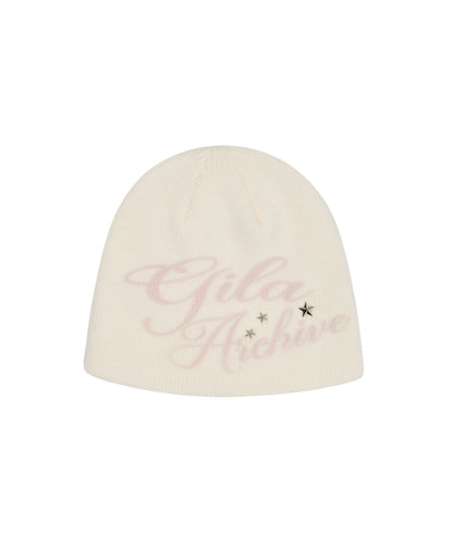 LETTERING LOGO BEANIE WHITE