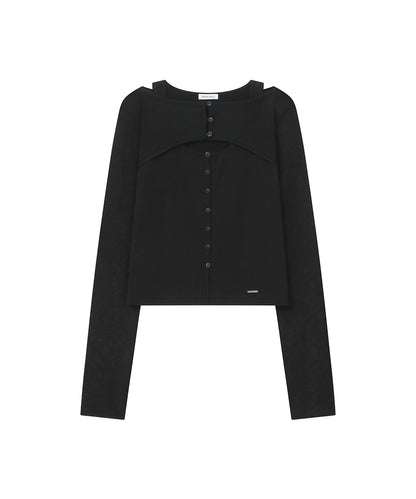 LAYERED BOLERO KNIT TOP BLACK