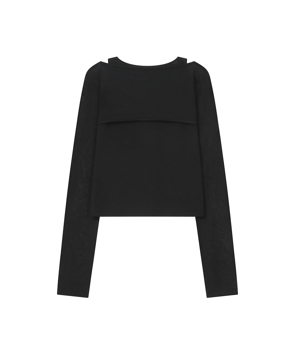 LAYERED BOLERO KNIT TOP BLACK