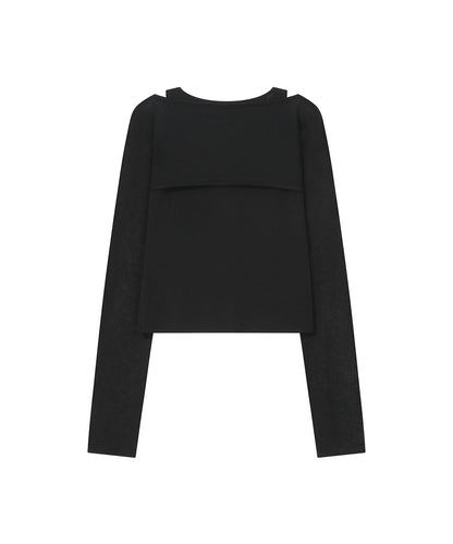 LAYERED BOLERO KNIT TOP BLACK