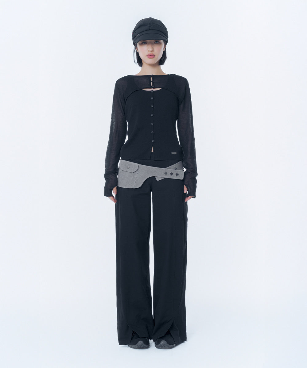 LAYERED BOLERO KNIT TOP BLACK