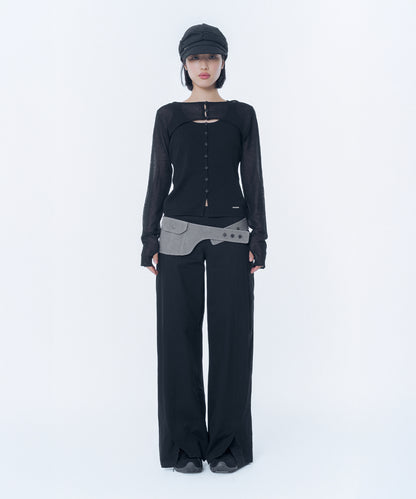 LAYERED BOLERO KNIT TOP BLACK