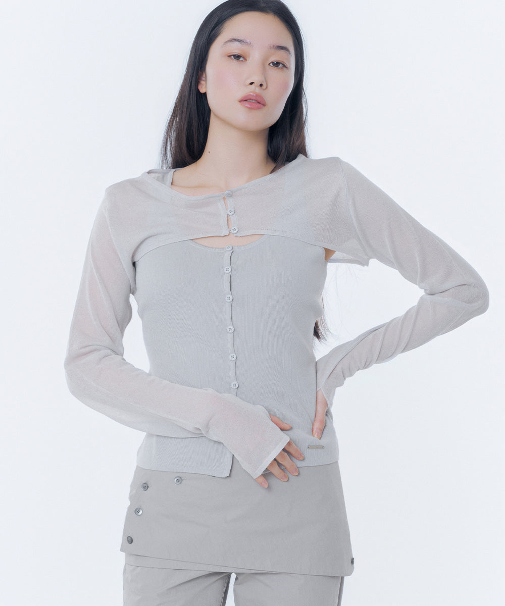 LAYERED BOLERO KNIT TOP GREY