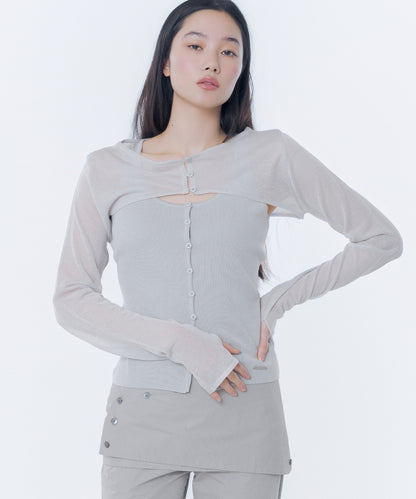 LAYERED BOLERO KNIT TOP GREY