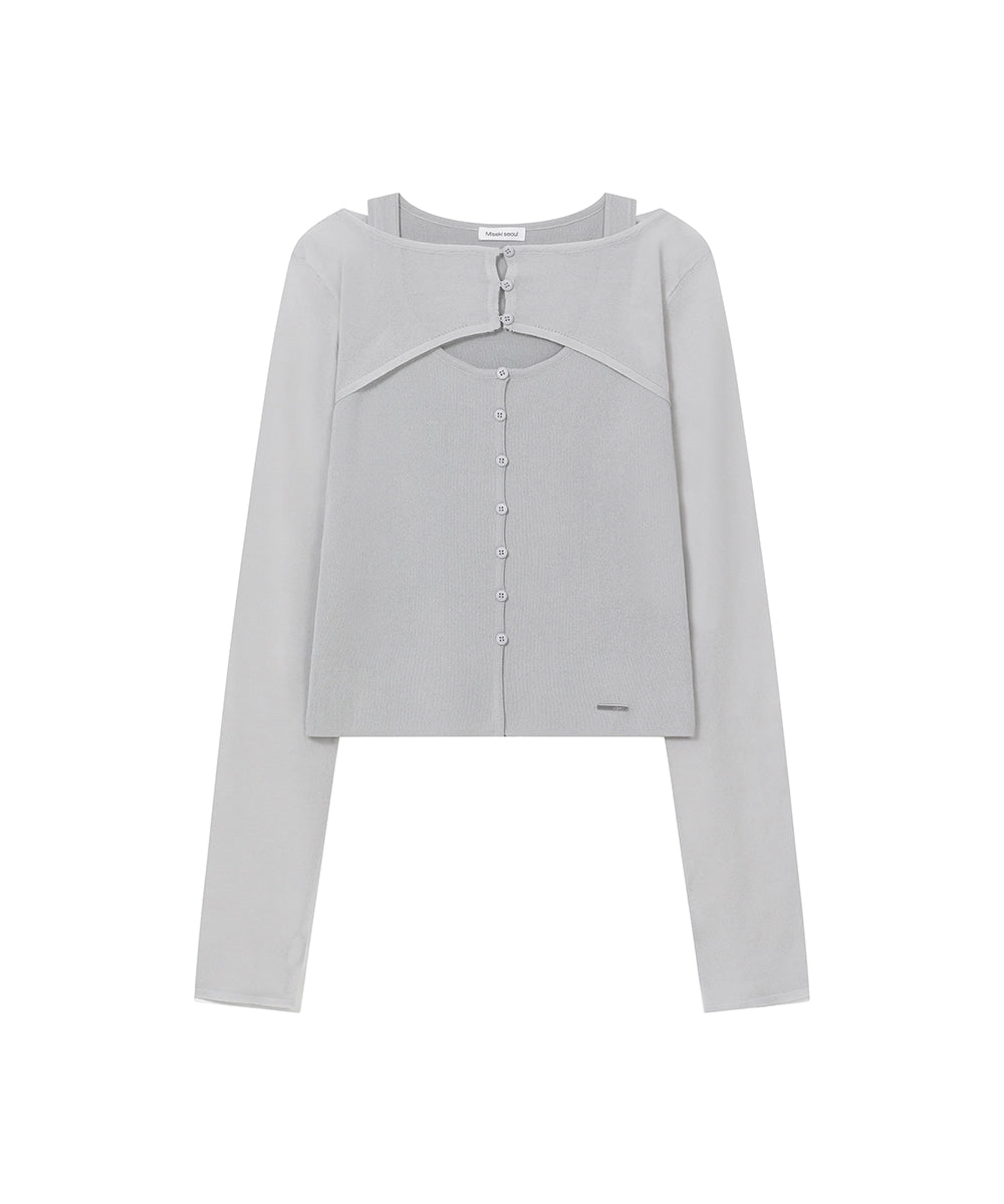 LAYERED BOLERO KNIT TOP GREY