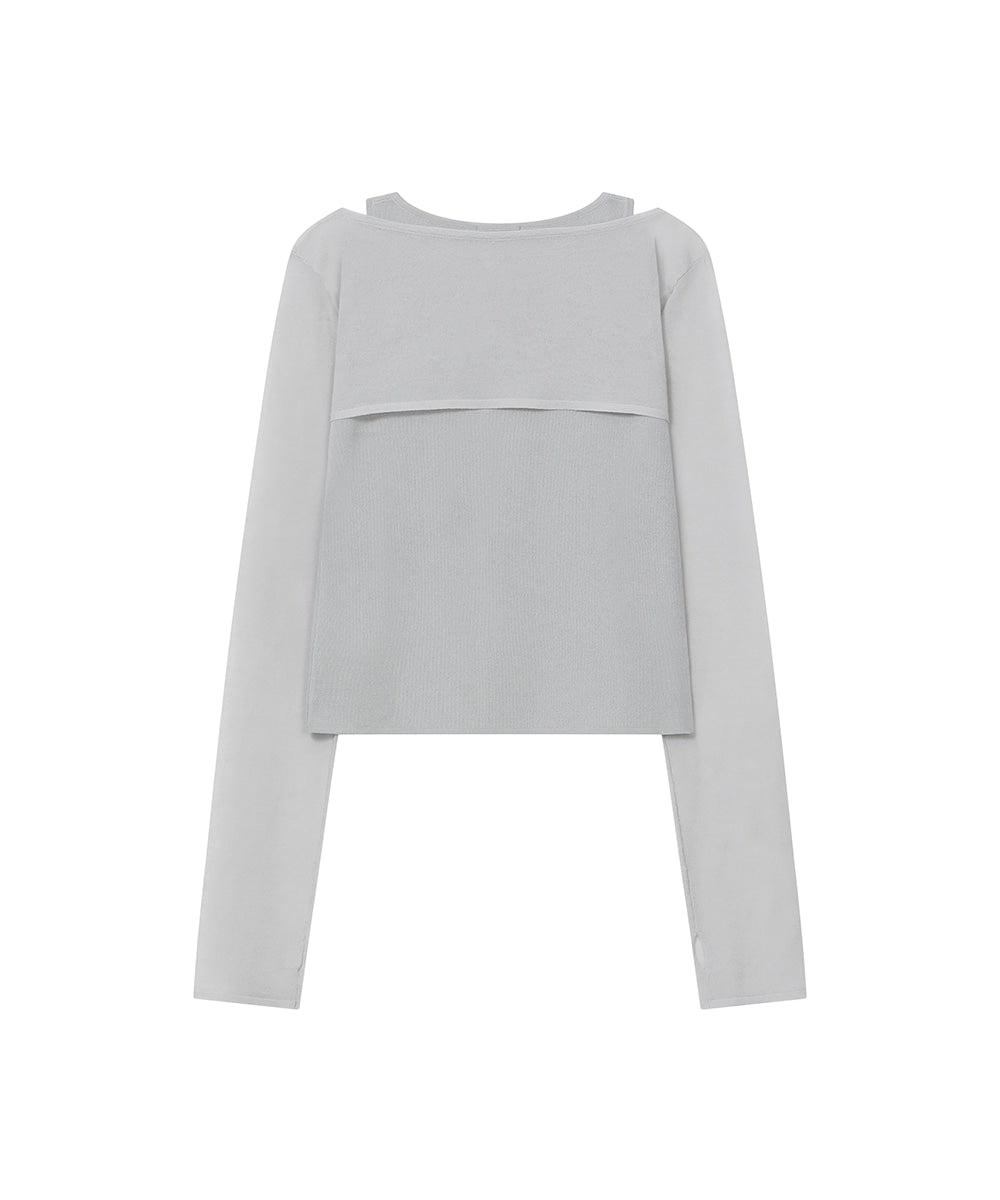LAYERED BOLERO KNIT TOP GREY