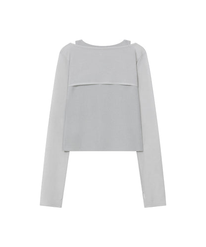 LAYERED BOLERO KNIT TOP GREY