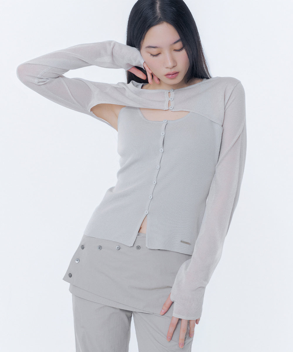 LAYERED BOLERO KNIT TOP GREY