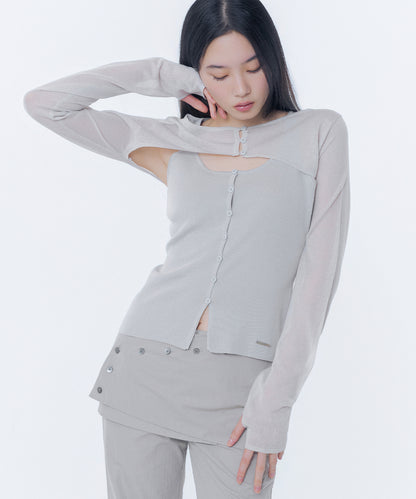 LAYERED BOLERO KNIT TOP GREY
