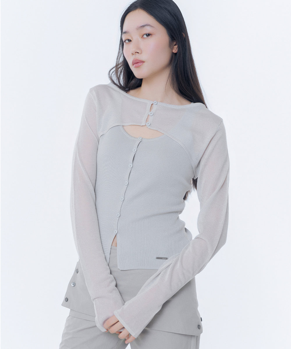 LAYERED BOLERO KNIT TOP GREY