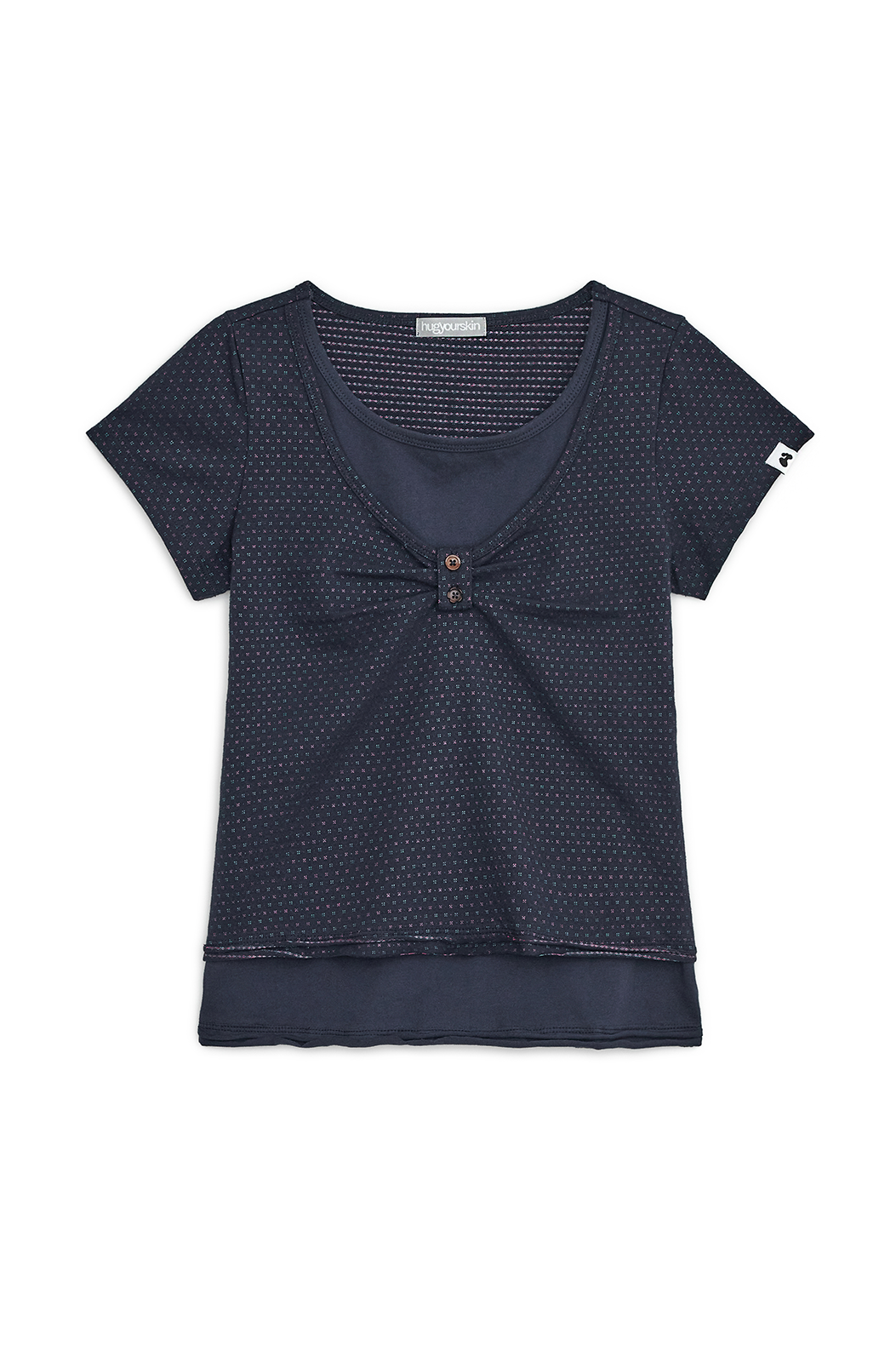 LAYERED HENRY NECK TOP NAVY
