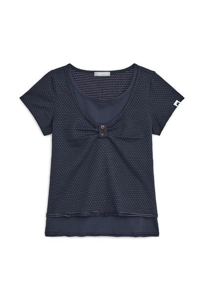 LAYERED HENRY NECK TOP NAVY