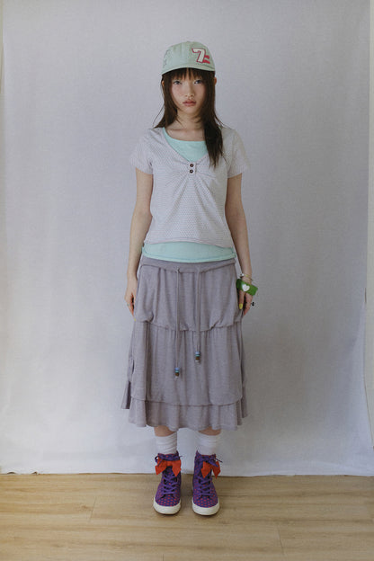 LAYERED HENRY NECK TOP WHITE