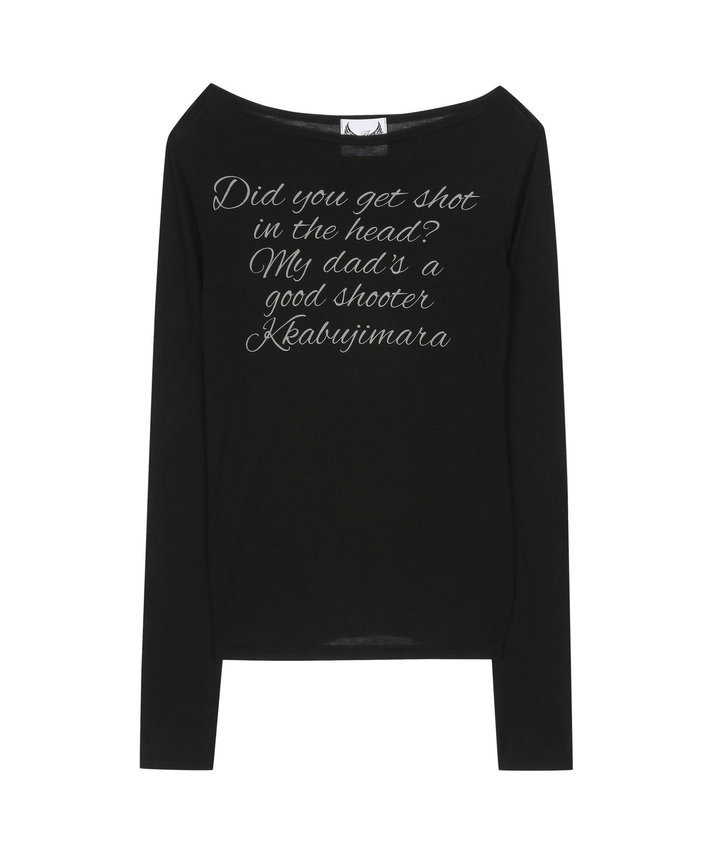 LETTERING SHEER LONG SLEEVE BLACK