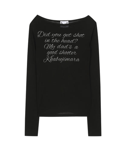 LETTERING SHEER LONG SLEEVE BLACK