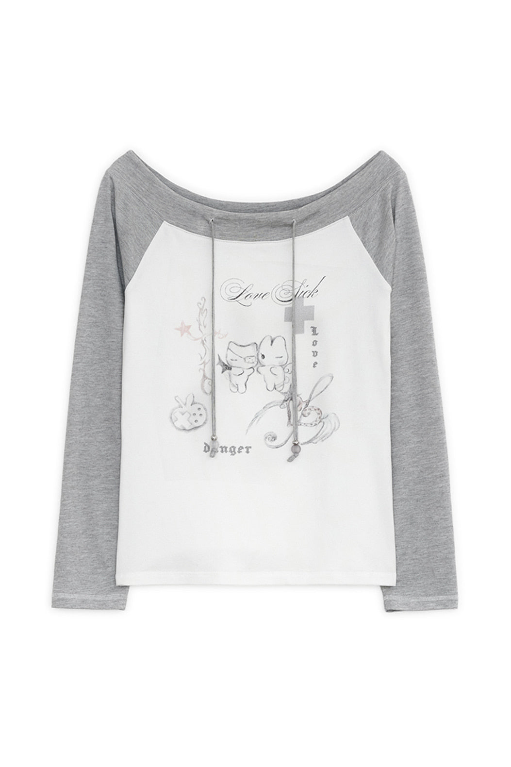 LOVE SICK DRAWING OFF-SHOULDER TOP IVORY