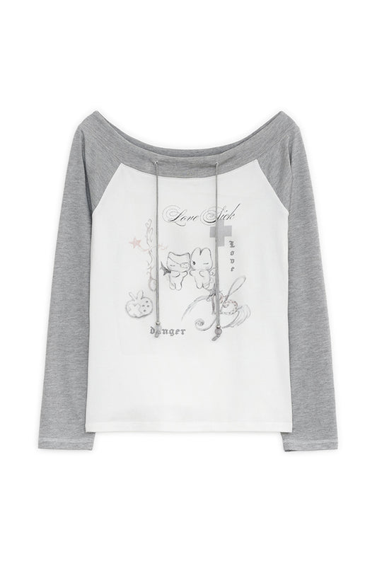 LOVE SICK DRAWING OFF-SHOULDER TOP IVORY