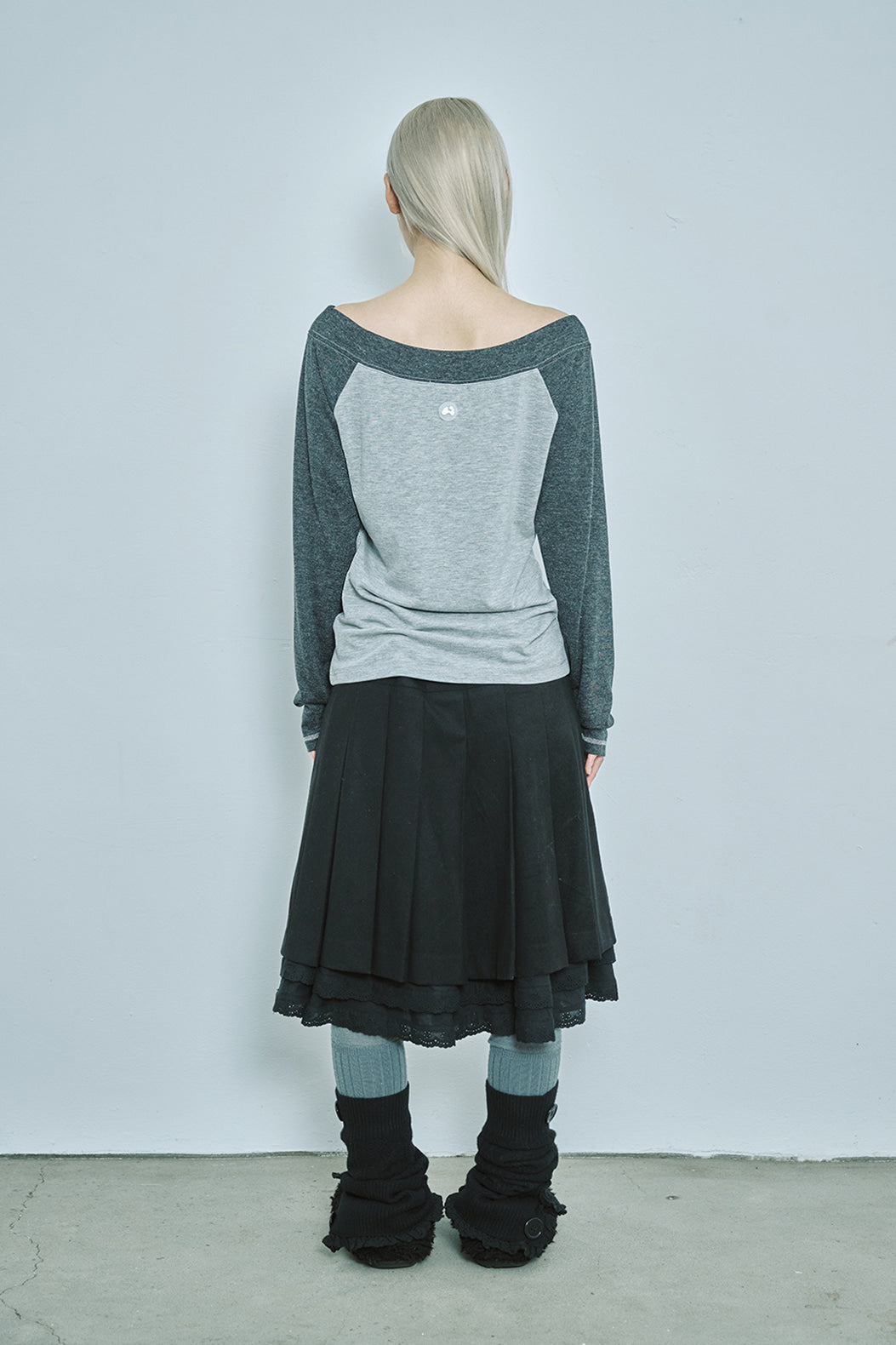 LOVE SICK DRAWING OFF-SHOULDER TOP CHARCOAL