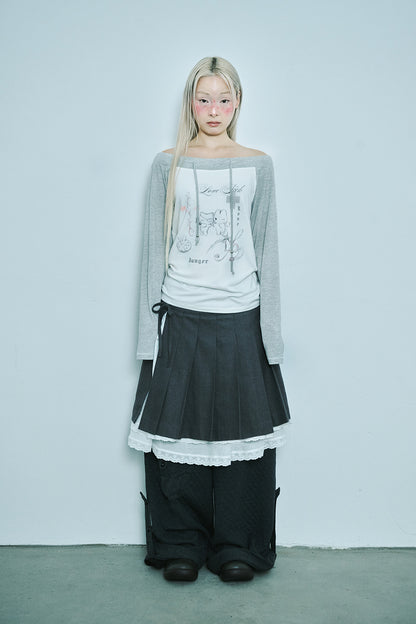 LOVE SICK DRAWING OFF-SHOULDER TOP IVORY