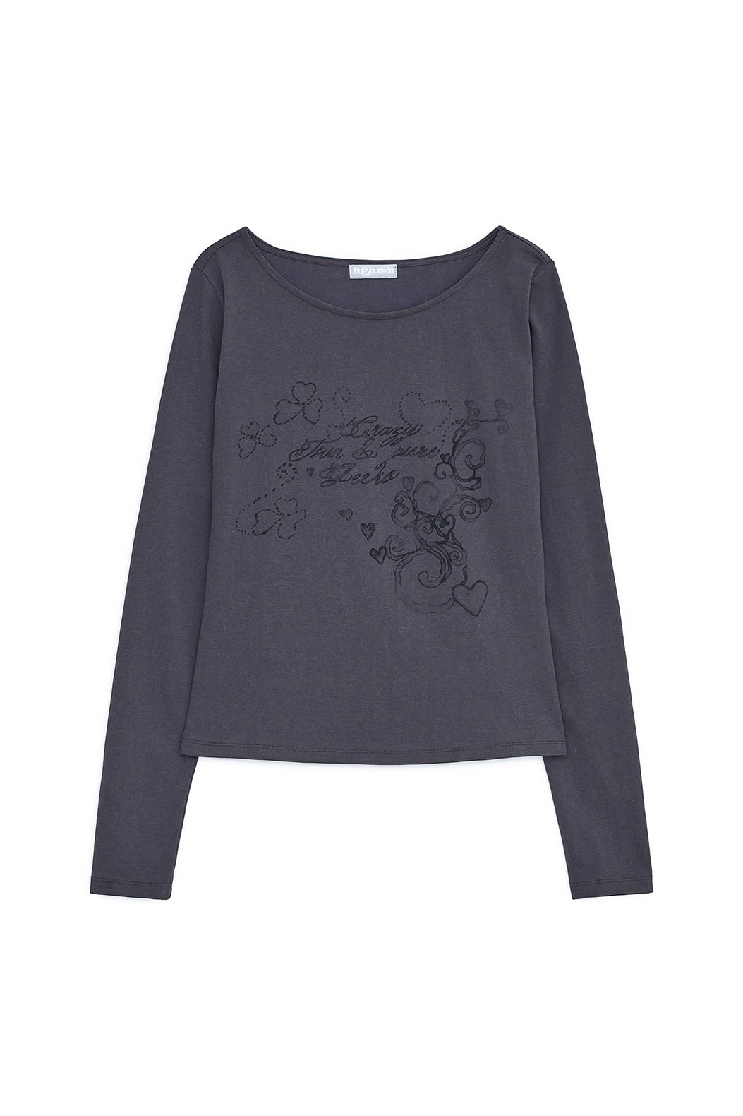 MELLOW PRINTED LONG SLEEVE TEE CHARCOAL