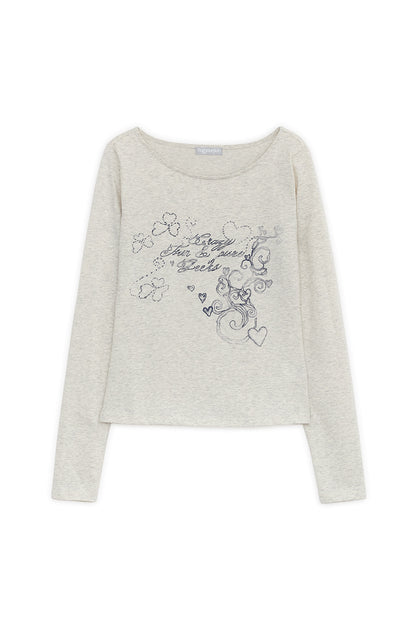 MELLOW PRINTED LONG SLEEVE TEE CREAM