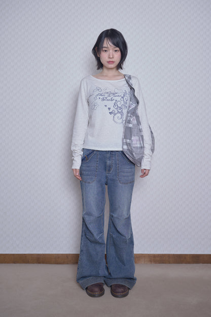 MELLOW PRINTED LONG SLEEVE TEE CREAM