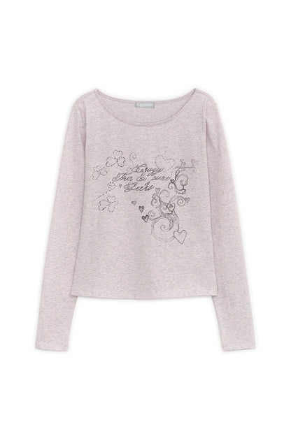 MELLOW PRINTED LONG SLEEVE TEE PINK