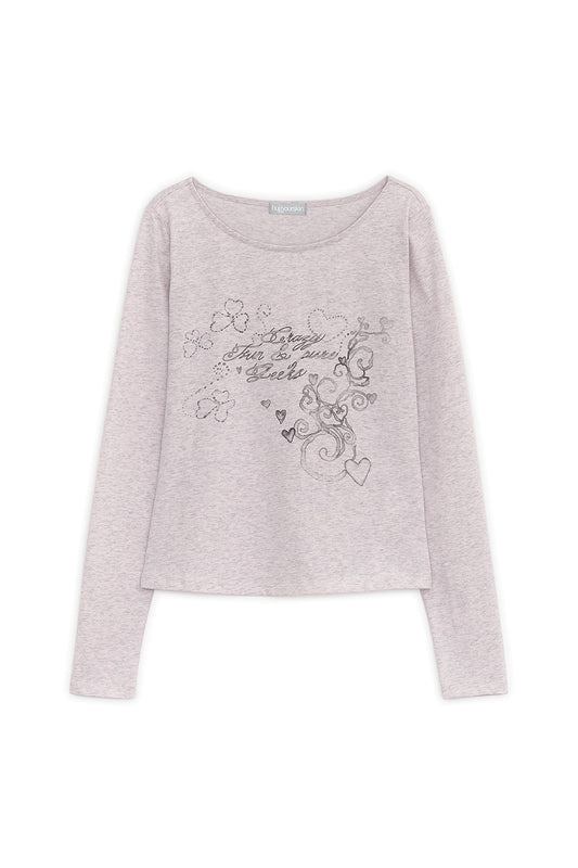 MELLOW PRINTED LONG SLEEVE TEE PINK