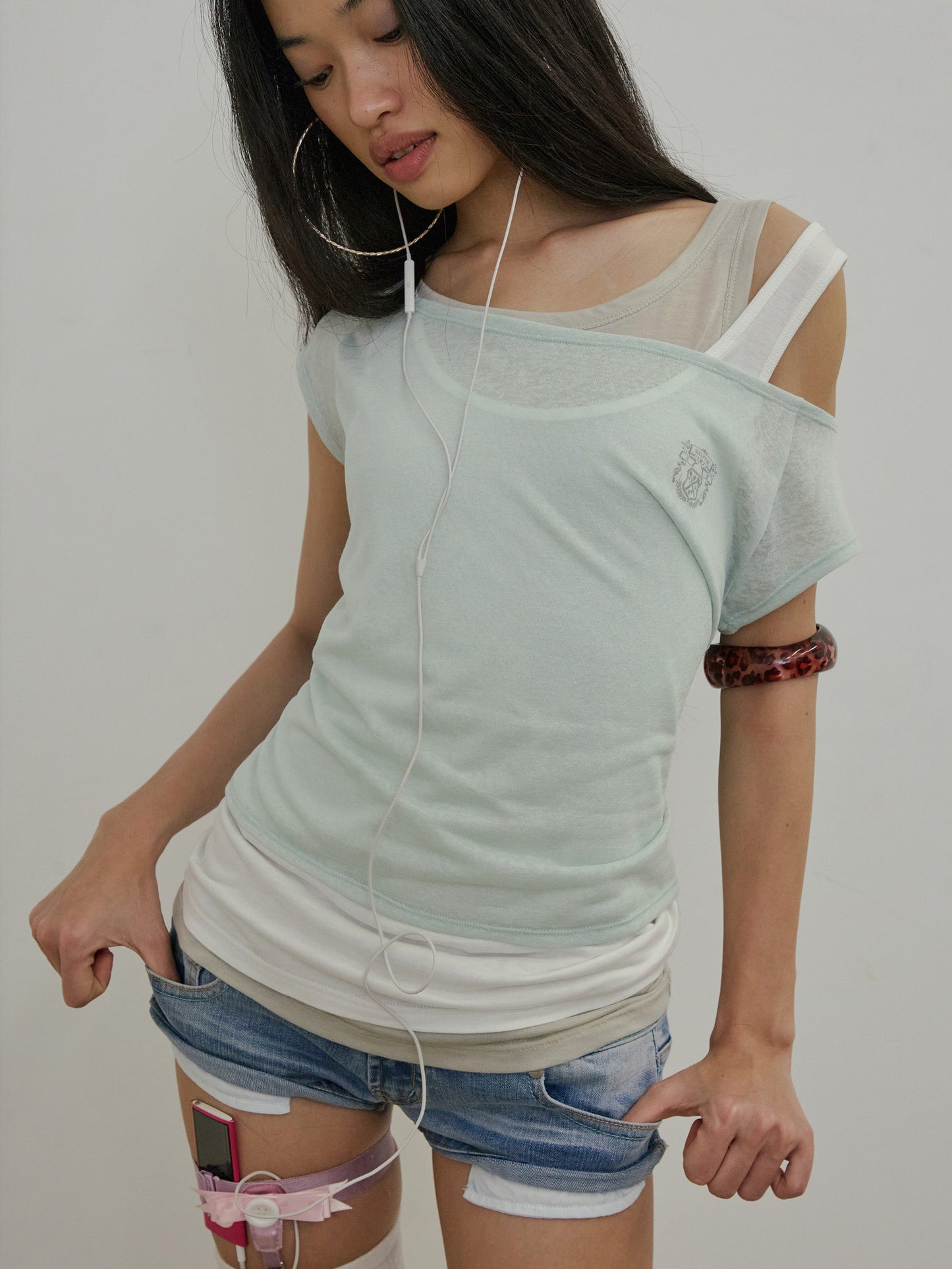 LAZY SLEEVELESS LAYERED TEE MINT